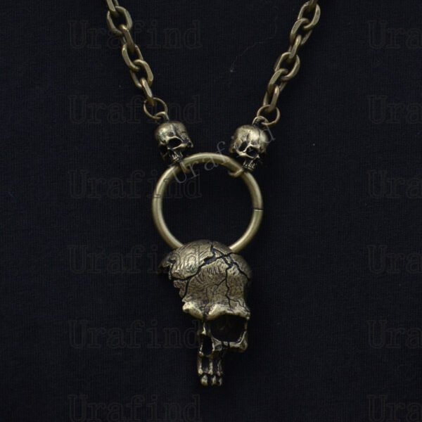 Half Skull Skeleton Pendant Necklace Pagan Gothic Steam Punk Jewelry For Party