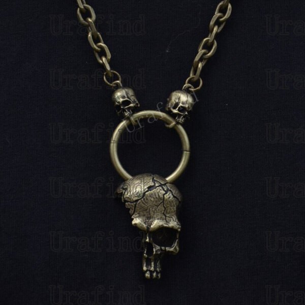 Half Skull Skeleton Pendant Necklace Pagan Gothic Steam Punk Jewelry For Party