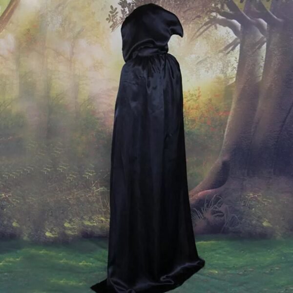 Halloween Costume Hooded Cloak Wicca Robe Cosplay Costumes Black Black Cloak Scary Witch Devil Role Play Halloween Party Decor