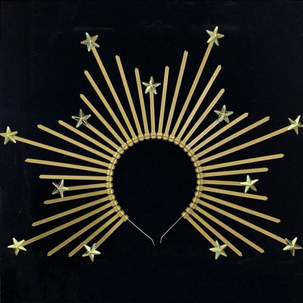 Magic Wicca~Halo Crown with Gold Star Detail - Sunburst Crown - Customizable - Bridal Crown - Met Gala Crown