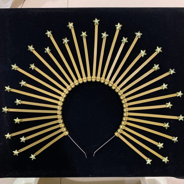 Magic Wicca~Halo Crown with Mini Star Detail  Sunburst Crown  Goddess crown Customizable  Bridal Crown  Met Gala Crown