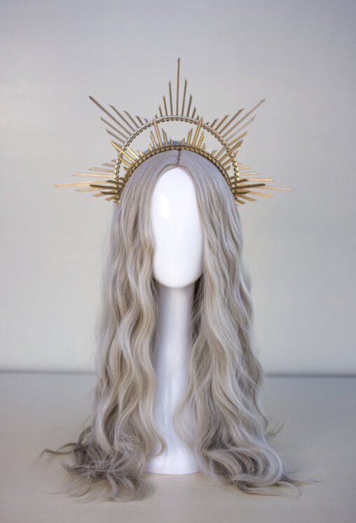 Magic Wicca~Halo crown Simple Halo Headpiece Festival crown Festival headpiece Met Gala Crown Sunburst Crown Gold Zip Tie Crown Mary Crown