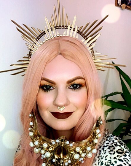 Magic Wicca~Halo crown Simple Halo Headpiece Festival crown Festival headpiece Met Gala Crown Sunburst Crown Gold Zip Tie Crown Mary Crown