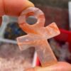 Hand Carved 5 to 6cm Natural Red Fire Quartz Crystal Ankh cross Gemstone Egyptian Key Of Life Ankh For Pendant Necklace