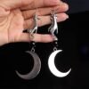 Hand & Moon Stone Gothic Earrings Big Vikings Witchy Medieval Boho Creativity Punk Jewellery Women Fashion Gift