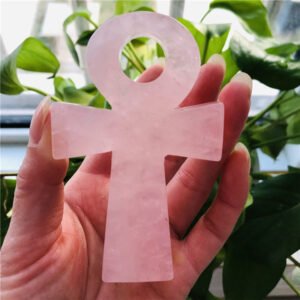 Hand carved healing crystal Anka cross natural stone anka decorative carving craft