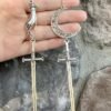 Hand or Moon Sword Earrings - Sword Earrings - Crescent Moon Earrings - Mystic Jewelry - Weird Earrings - Goth Earrings