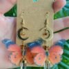 Handmade Boho monarch butterfly earrings Moon Clear QUARTZ EARRINGS Forest Woodland Jewelry