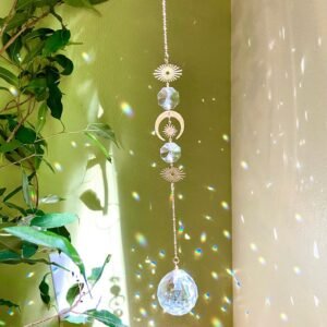 Handmade Celestial Sun Catcher - Handmade Crystal Light Catcher Boho Suncatcher