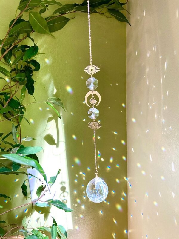 Handmade Celestial Sun Catcher - Handmade Crystal Light Catcher Boho Suncatcher