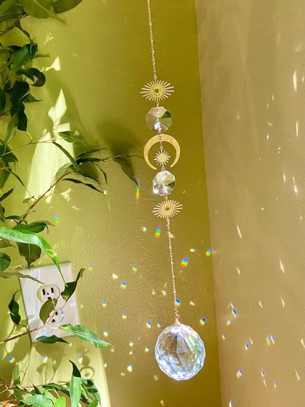 Handmade Celestial Sun Catcher - Handmade Crystal Light Catcher Boho Suncatcher