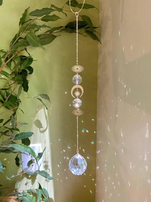 Handmade Celestial Sun Catcher - Handmade Crystal Light Catcher Boho Suncatcher
