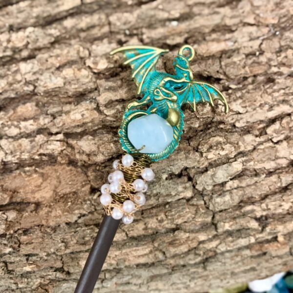Handmade Crystal Hair Wand Dragon Hairpin Witch Magic Wand Wicca  Wizard Wand altar decor Multifunctional gift