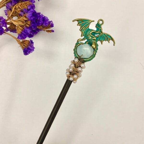 Handmade Crystal Hair Wand Dragon Hairpin Witch Magic Wand Wicca  Wizard Wand altar decor Multifunctional gift