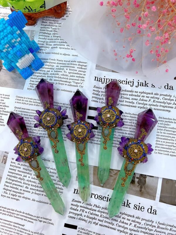 Handmade Crystal Magic Wand Healing Spiritual Witchcraft Magic Stick Incense Expanding Ore Crystal and Stone natural stone