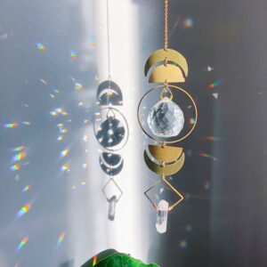 Handmade-Moon-phase-suncatcher-with-clear-quartz-pendant-light-catcher-rainbow-maker Handmade Moon phase suncatcher with clear quartz pendant | light catcher | rainbow maker