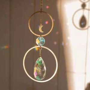 Handmade-Sun-Catcher-Crescent-Moon-Light-Catcher-Celestial-Rainbow-Maker Handmade Sun Catcher Crescent Moon Light Catcher Celestial Rainbow Maker
