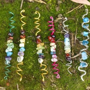 Handmade colorful crystal hair ring natural crystal hair beads Viking spiral hair tresses jewelrys