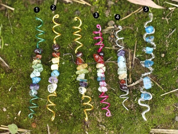 Handmade colorful crystal hair ring natural crystal hair beads Viking spiral hair tresses jewelrys