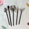 Handmade crystal natural amethyst hairpin wood hairpin bridal hair comb crystal hair ornament BOHO wedding gift
