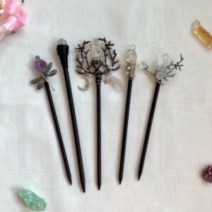Handmade crystal natural amethyst hairpin wood hairpin bridal hair comb crystal hair ornament BOHO wedding gift