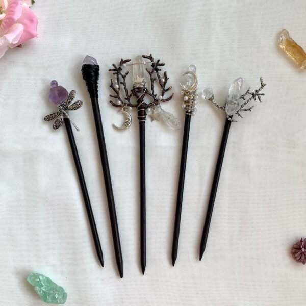 Handmade crystal natural amethyst hairpin wood hairpin bridal hair comb crystal hair ornament BOHO wedding gift