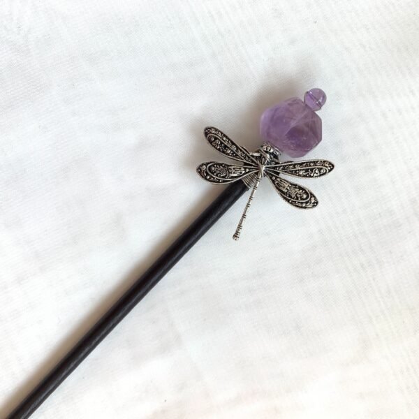 Handmade crystal natural amethyst hairpin wood hairpin bridal hair comb crystal hair ornament BOHO wedding gift