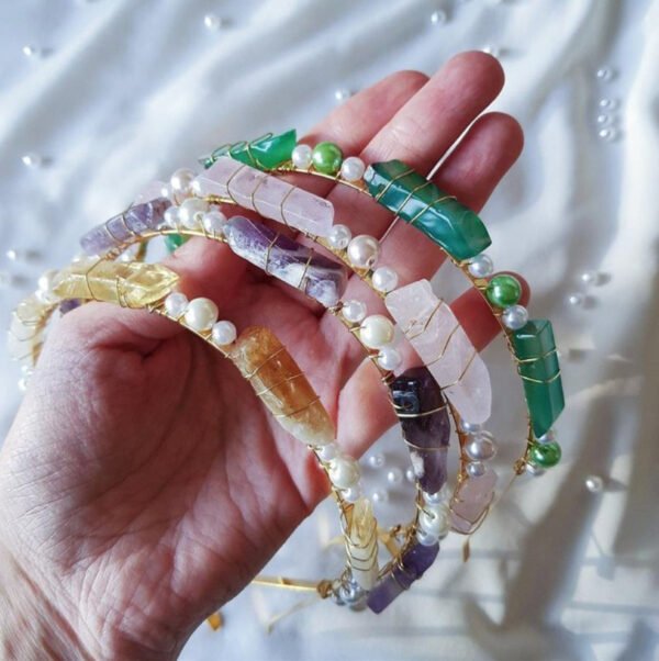 Handmade natural crystal pearl beads natural transparent crystal crown  princess headband gifts