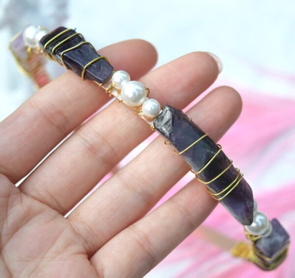 Handmade natural crystal pearl beads natural transparent crystal crown  princess headband gifts