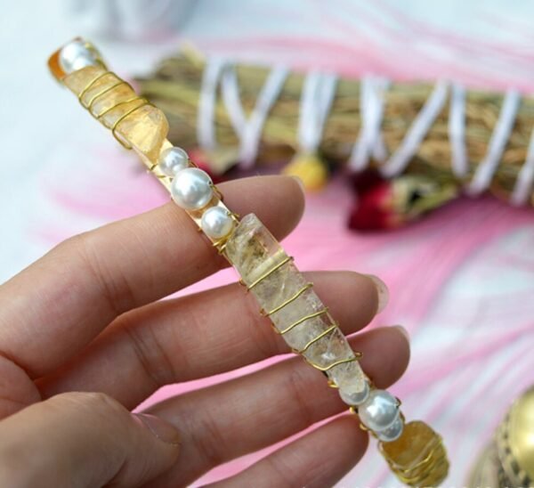 Handmade natural crystal pearl beads natural transparent crystal crown  princess headband gifts