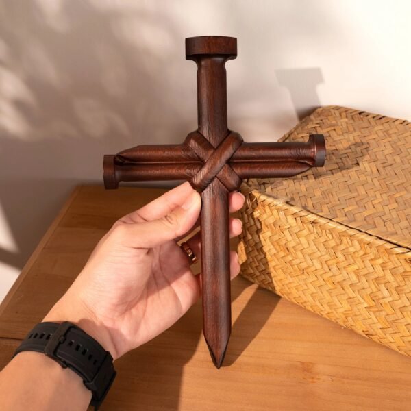 Handmade wooden cross on wall Christian cross religious wall decoration wood carving church gift for pastor