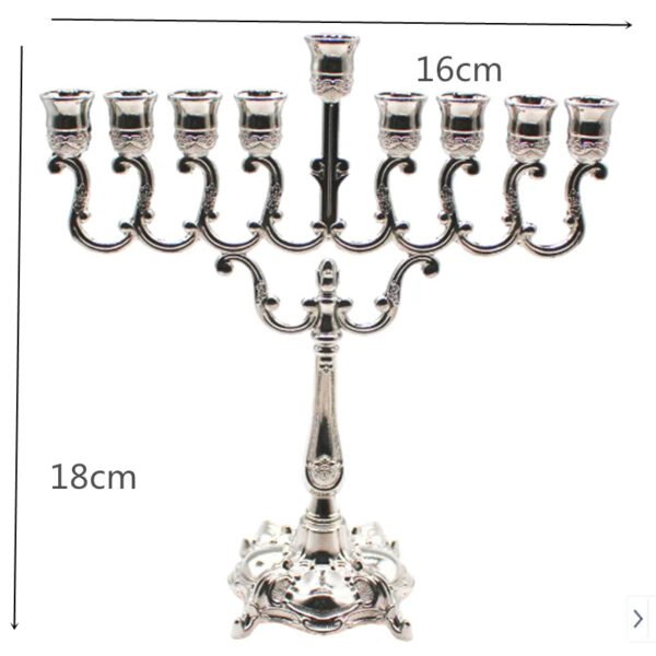 Hanukkah Menorah Candlestick Silver Color Israel Jewish Candle Holder