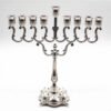 Hanukkah Menorah Candlestick Silver Color Israel Jewish Candle Holder