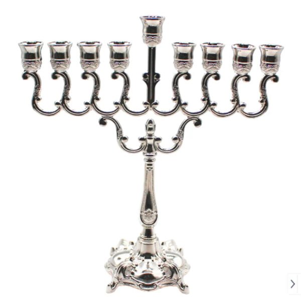 Hanukkah Menorah Candlestick Silver Color Israel Jewish Candle Holder