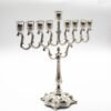 Hanukkah Menorah Candlestick Silver Color Israel Jewish Candle Holder
