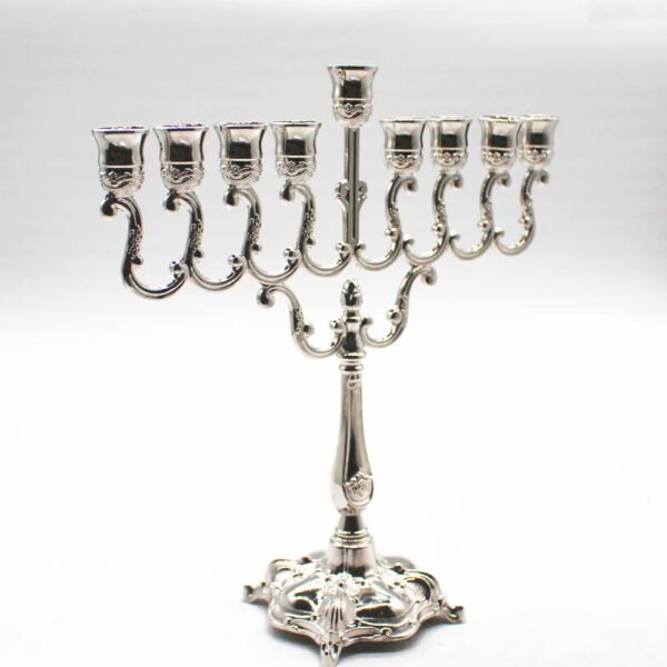 Hanukkah Menorah Candlestick Silver Color Israel Jewish Candle Holder