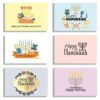 Happy Hanukkah Card Sets Jewish Gift Menorah Thank You Card 6pcs