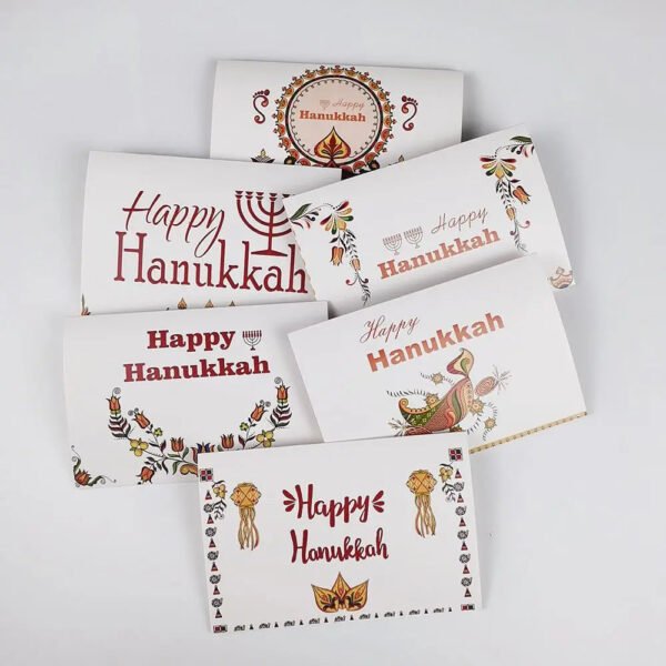 Happy Hanukkah Card Sets Jewish Gift Menorah Thank You Card 6pcs