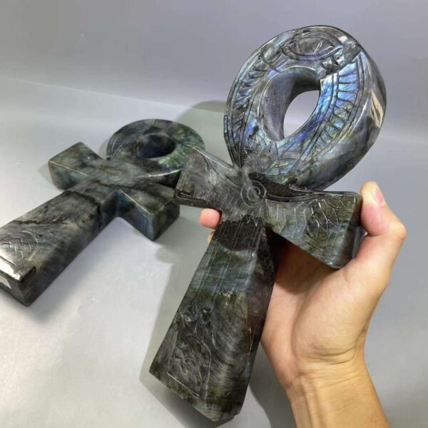 large size labradorite anka cross crystal egyptian key of life ankh