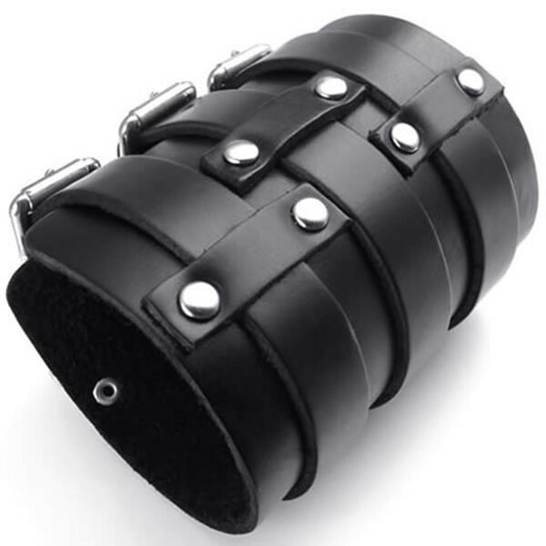 Genuine Leather Men's Bangle Cuff Bracelet  Punk Rock
