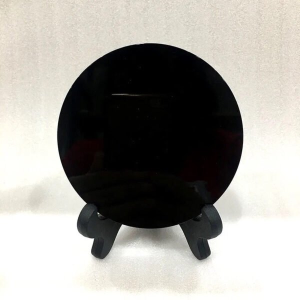 Natural Black Obsidian Circle Disk Round Plate  Mirror Smoking Crystal Stone