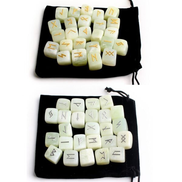 25Pcs Natural Chakra Various Cube Crystals Runes Metal Symbol Fortune-telling Divination Rock Stones