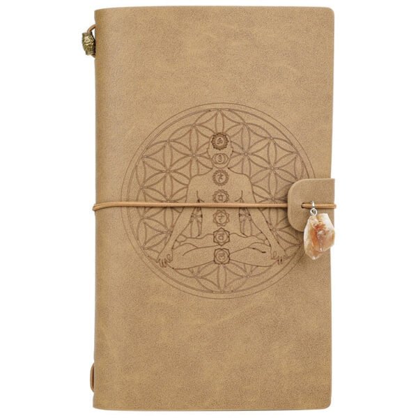 Charka Leather Magic Notebook Rune Natural Crystal Healing Clear quartz Point