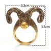 Goat Horn Head Antelope Big Sheep head Ring Satan Worship Baphomet Aries Zodiac Wicca Star Punk Rock Animal Rings Man Jewelry