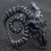 Gothic Ring  Big Sheep Goat Horn Head Ring
