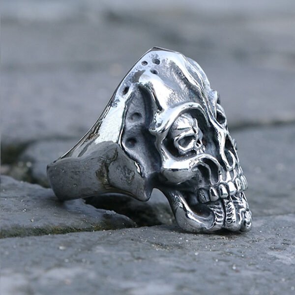 Gothic Men's Stainless Steel Skull Ring Punk Hip Hop Rider Skull Ghost King Ring