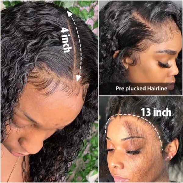 Deep Wave HD Curly Human Hair Brazilian Water Wave Full Lace Front Wig