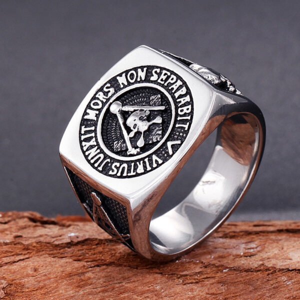 Vintage Knights Templar Freemason Stainless Steel Skull Ring