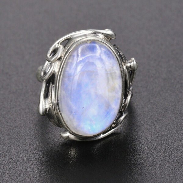 Natural Moonstone rings For Men Women's 925 Sterling Silver Jewelry Ring With Big Stones 11x17MM Oval Gemstones Gifts Wholesale
