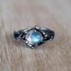 Moonstone Ring Bohemian Retro Crescent Ring